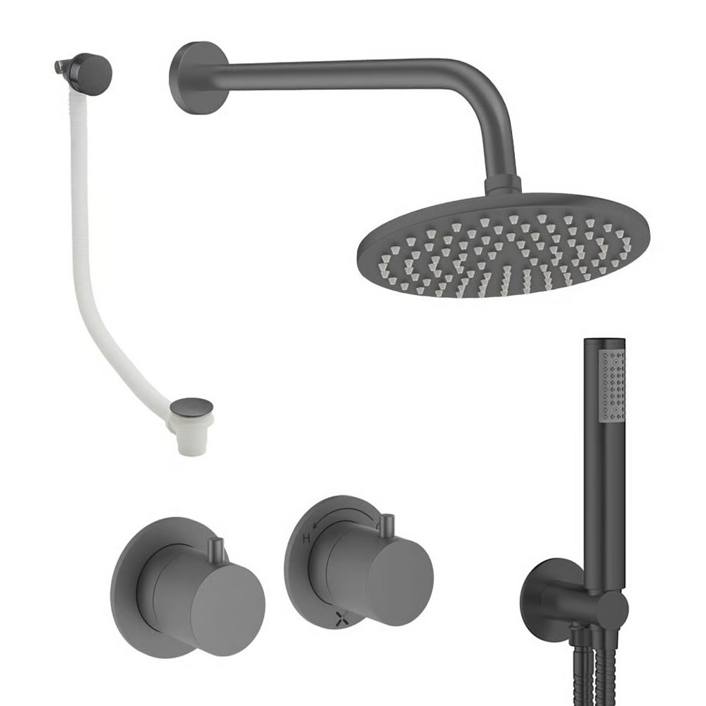 Cutout image of Crosswater Module Slate Triple Outlet Shower Bath Set