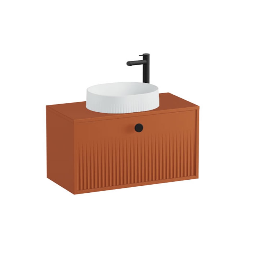 Vado Safari Fluted 800mm Terracotta Wall Hung Vanity Unit & Worktop