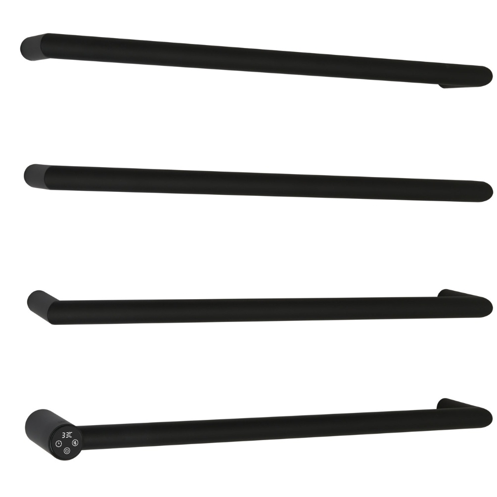 JTP Obi Matt Black 600mm x 485mm Electric Designer Towel Radiator Cut Out