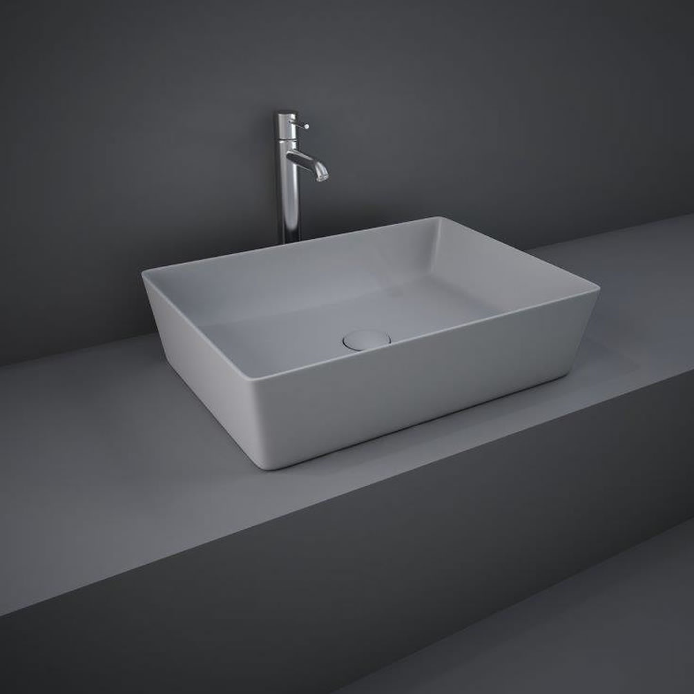 Lifestyle image of RAK Feeling Matt Grey 500mm Rectangular Countertop Basin
