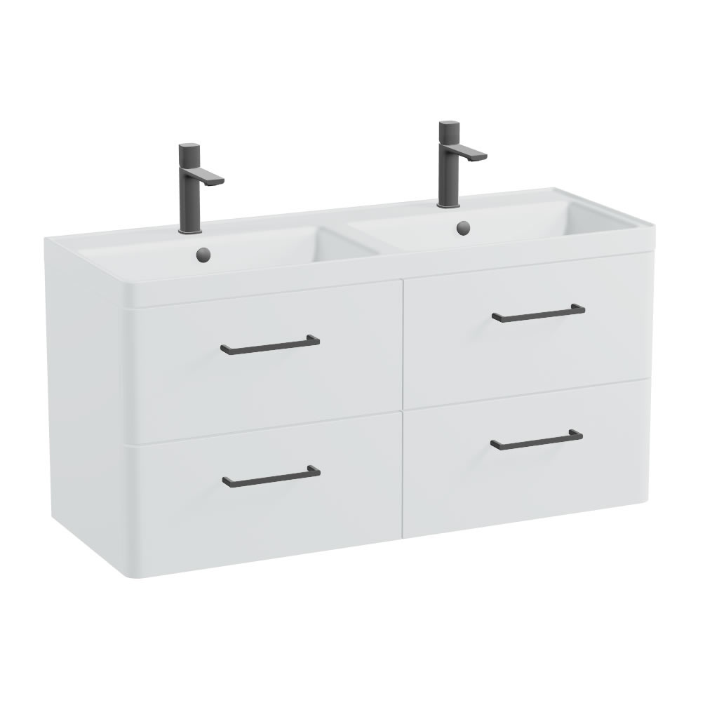 Vado Cameo 1200mm 4 Drawer Arctic White Wall Hung Vanity Unit & Arctic White Basin