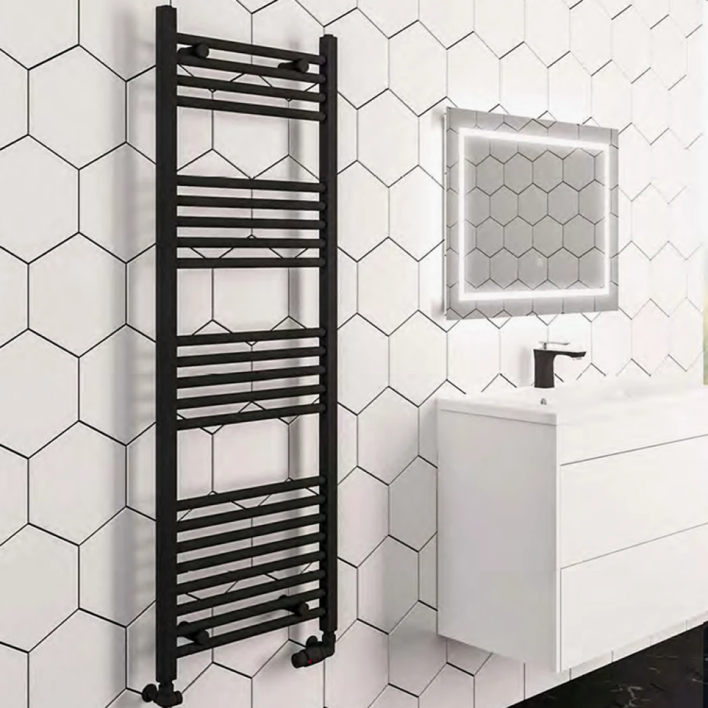 Lifestyle Photo of Eastbrook Wingrave Straight Heated Towel Rail - Matt Black