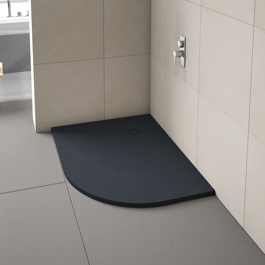 Merlyn Truestone Graphite 1000 x 800mm Offset Quadrant Shower Tray
