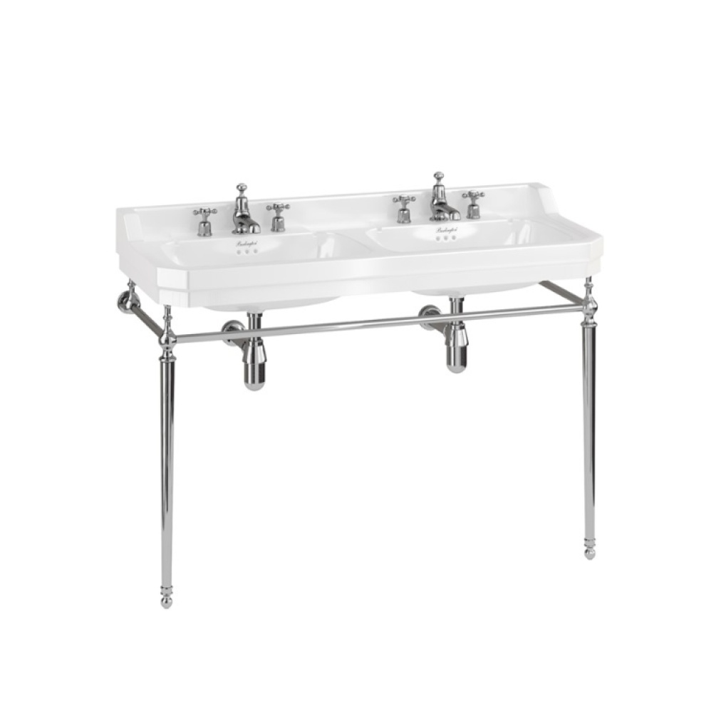 Product Cut out image of the Burlington Edwardian 1200mm Double Basin & Chrome Washstand