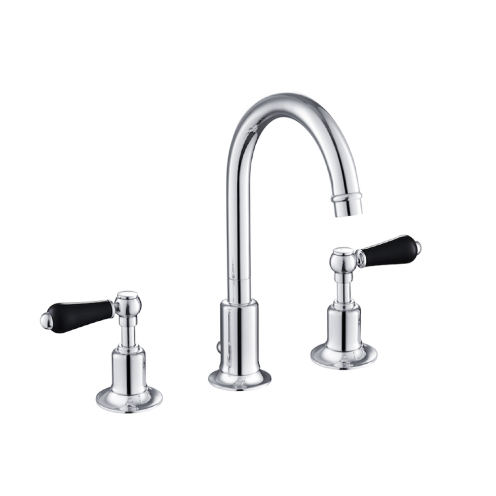 Photo of JTP Grosvenor Lever 3TH Basin Mixer - Black Lever Cutout
