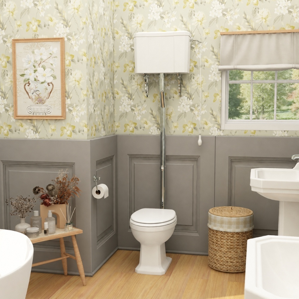 Imex Wyndham Open Back High Level Traditional Toilet WHITE SEAT