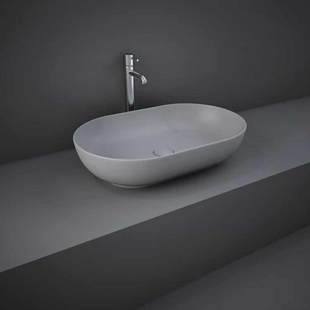 Photo Of RAK Feeling Matt Grey 550mm Oval Countertop Basin