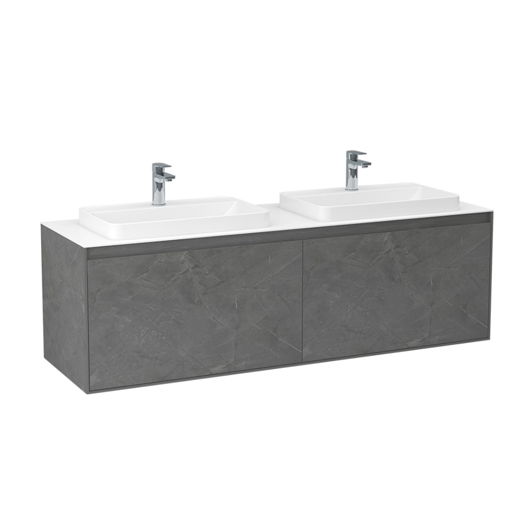 Imex Arco Grey Marble 1600mm Wall Mounted Double Countertop Vanity Unit Cut Out