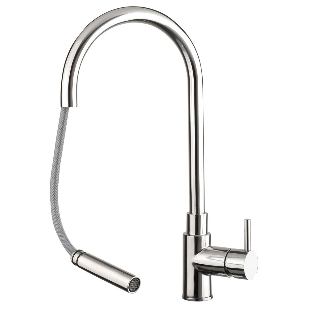 JTP Zecca Stainless Steel Kitchen Basin Mixer with Pull Out Swivel Spout Cut Out