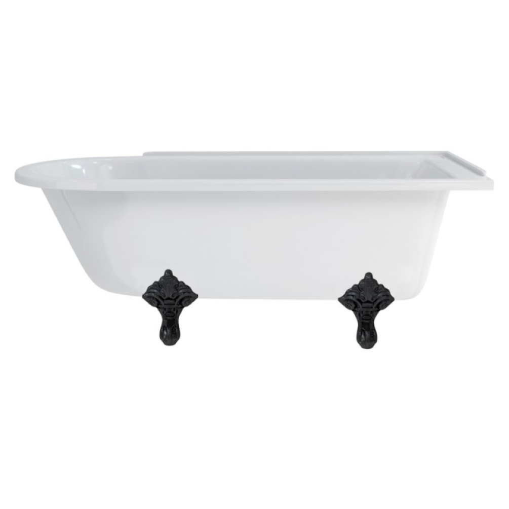 Burlington Hampton 1700mm Right Hand Freestanding Shower Bath With Black Claw Feet