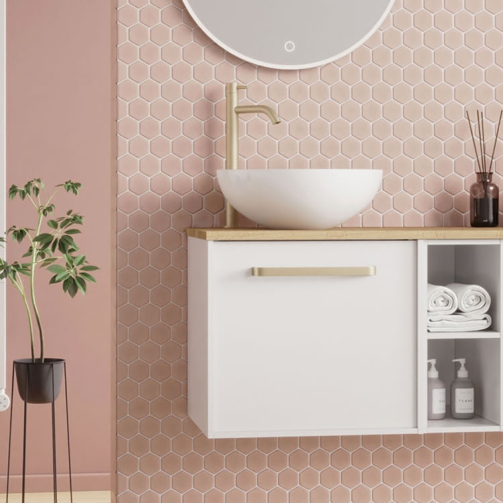 Lifestyle image of Crosswater Infinity 700mm White Gloss Vanity Unit & Worktop