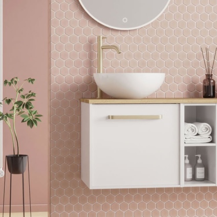 Lifestyle image of Crosswater Infinity 700mm White Gloss Vanity Unit & Worktop
