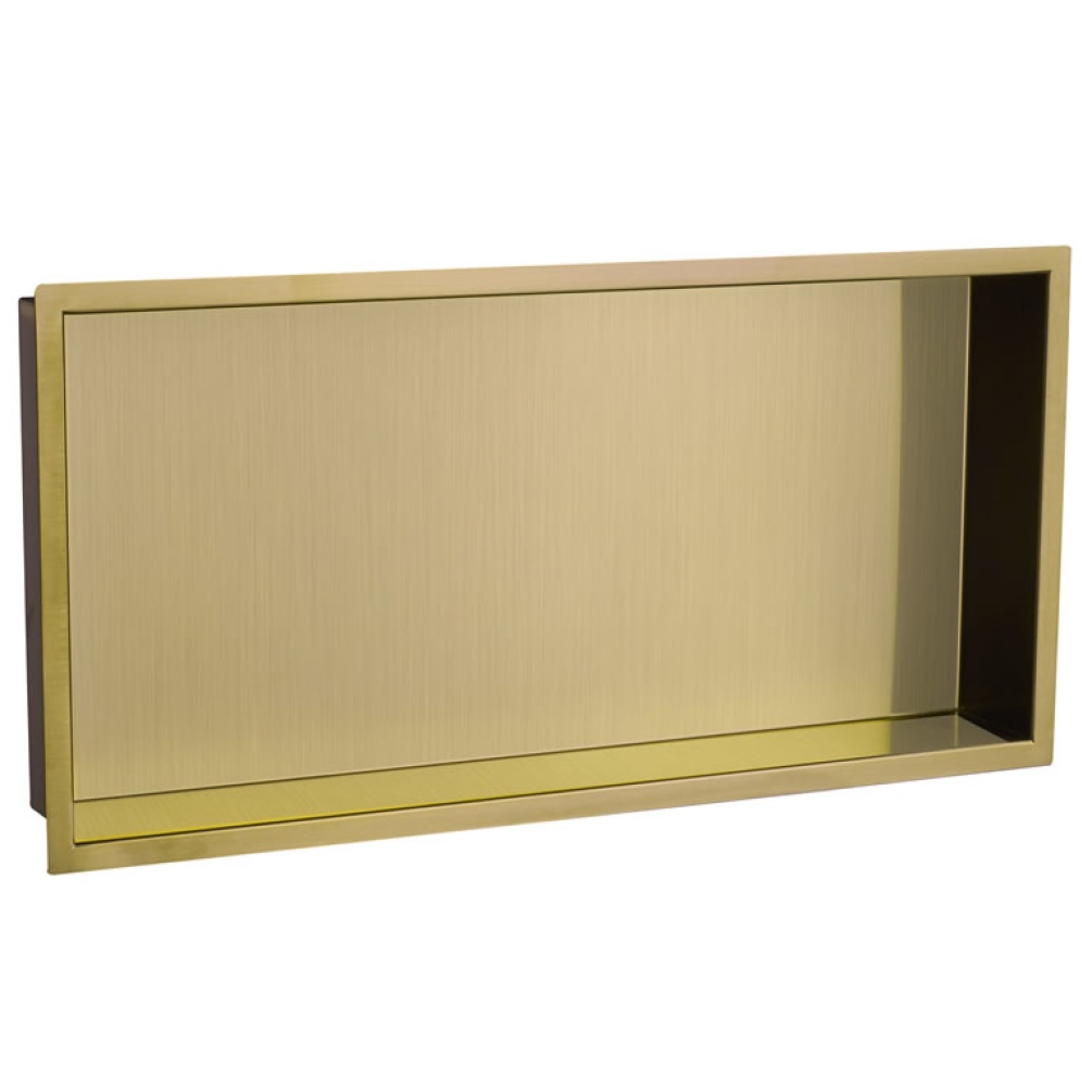 Cutout image of JTP Vos Brushed Brass Shower Niche 600mm