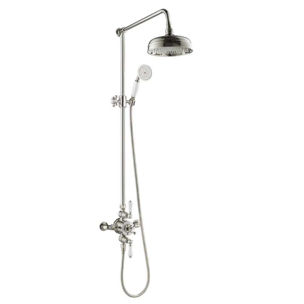Image of JTP Grosvenor Cross Nickel Exposed Thermostatic valve with Riser & Kit