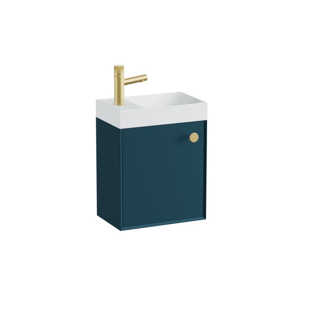 Vado Safari Smooth 400mm Atlantic Blue Vanity Unit & Mineral Basin - Right Pull