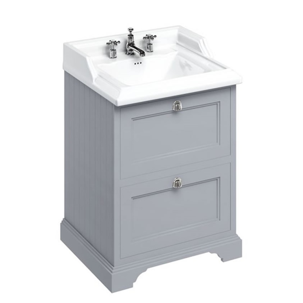 Burlington Classic 650mm Basin & Classic Grey Freestanding Vanity Unit with Drawers