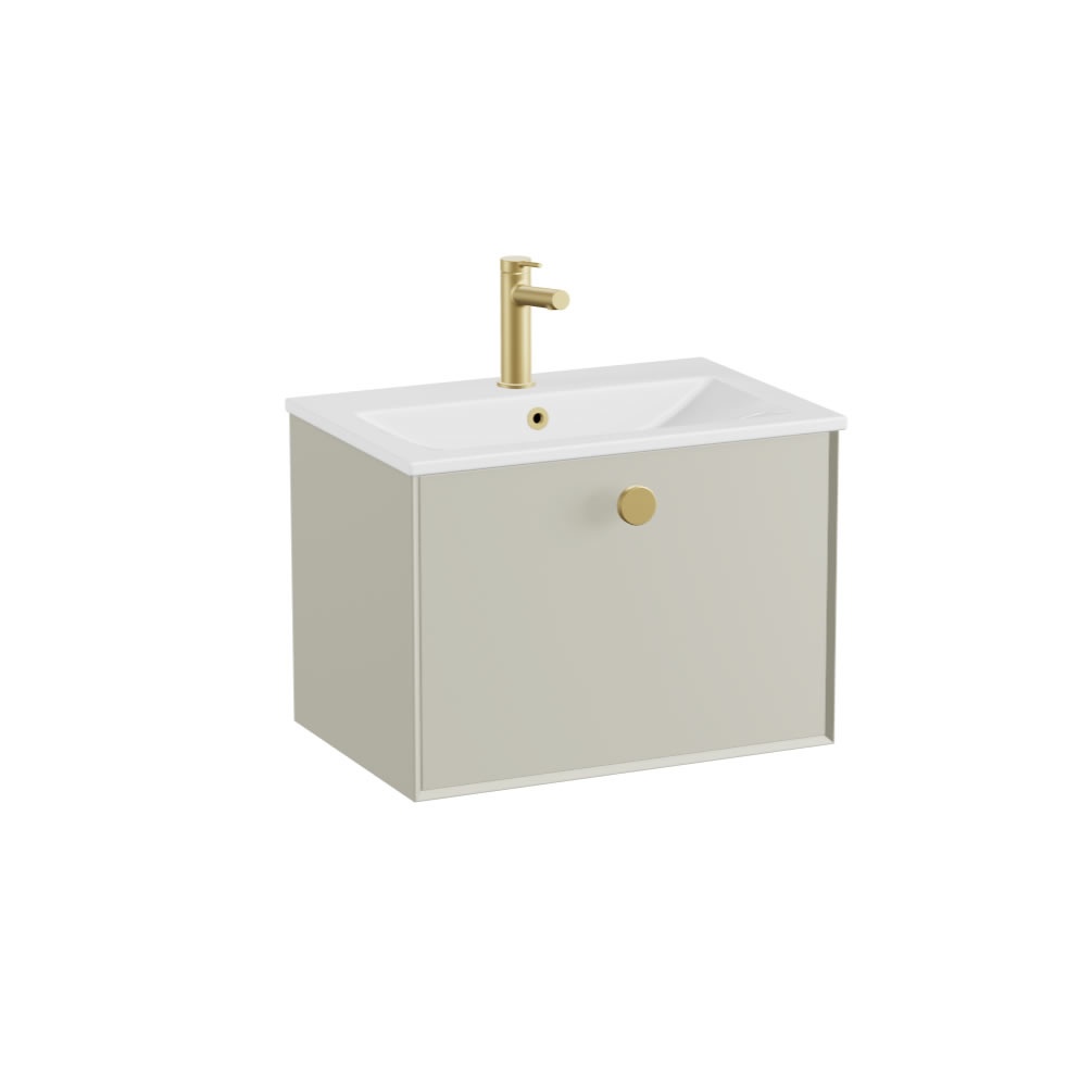 Vado Safari Smooth 600mm Cashmere Wall Hung Vanity Unit & Ceramic Basin