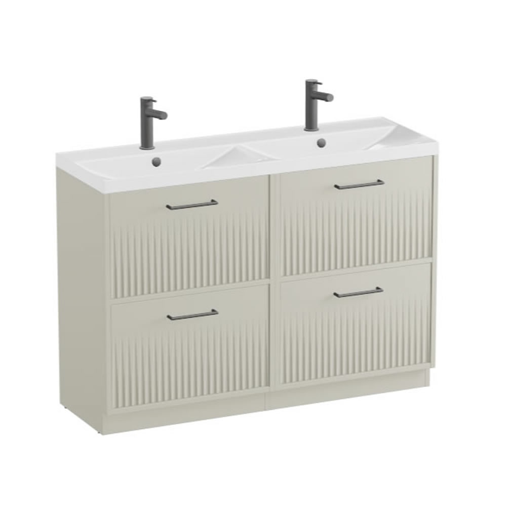 Vado Safari Fluted 1200mm Cashmere Floorstanding Vanity Unit & Gloss White Basin