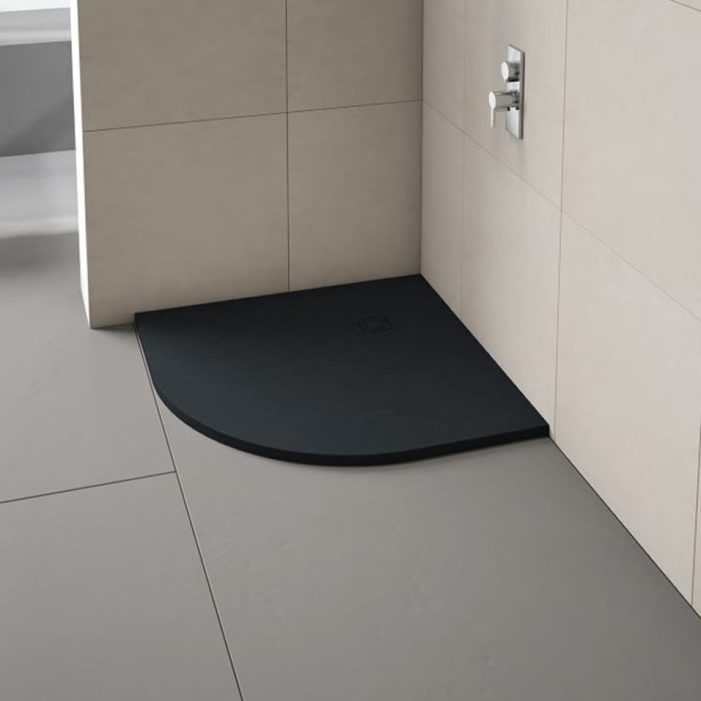 Merlyn Truestone Black 900 x 900mm Quadrant Shower Tray