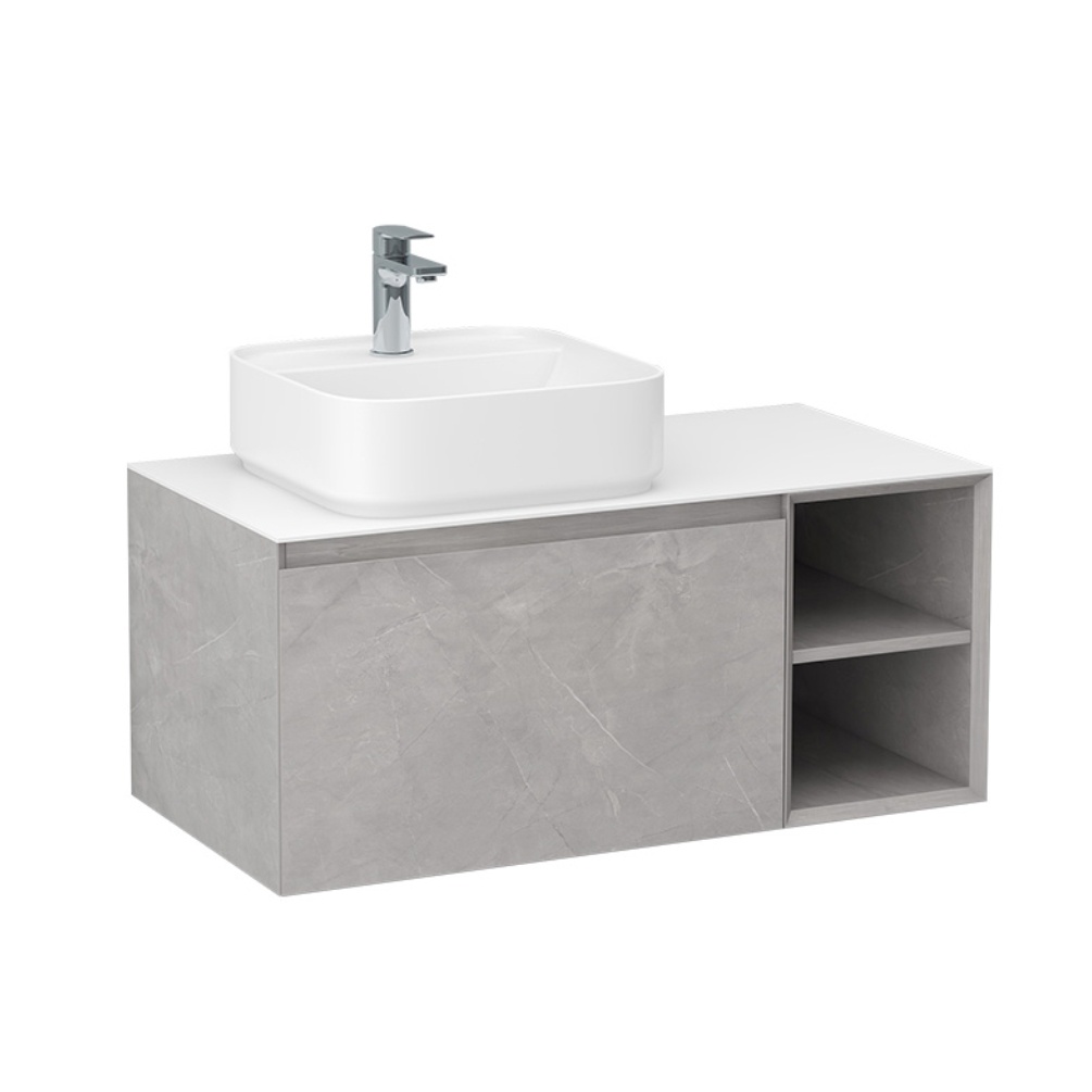 Imex Ravine Slate 900mm Wall Mounted Single Drawer Vanity Unit Cut Out