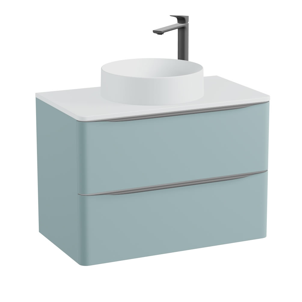 Vado Cameo 800mm Cove Blue Wall Hung 2 Drawer Vanity Unit, Arctic Worktop & Basin