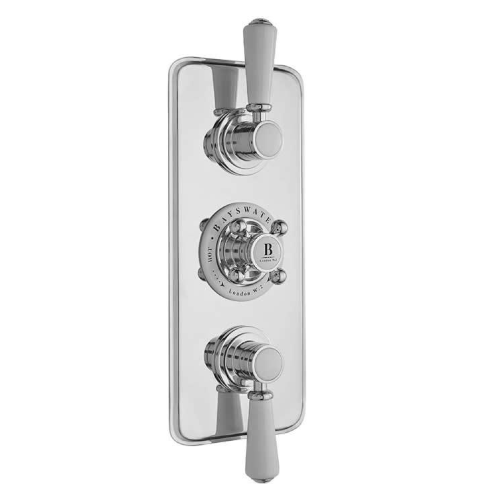 Photo of Bayswater White & Chrome Twin Outlet Concealed Shower Valve