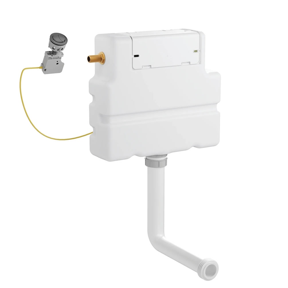 Cutout image of Crosswater 360mm Concealed Back-to-Wall Cistern & Brushed Nickel Dual Flush Button