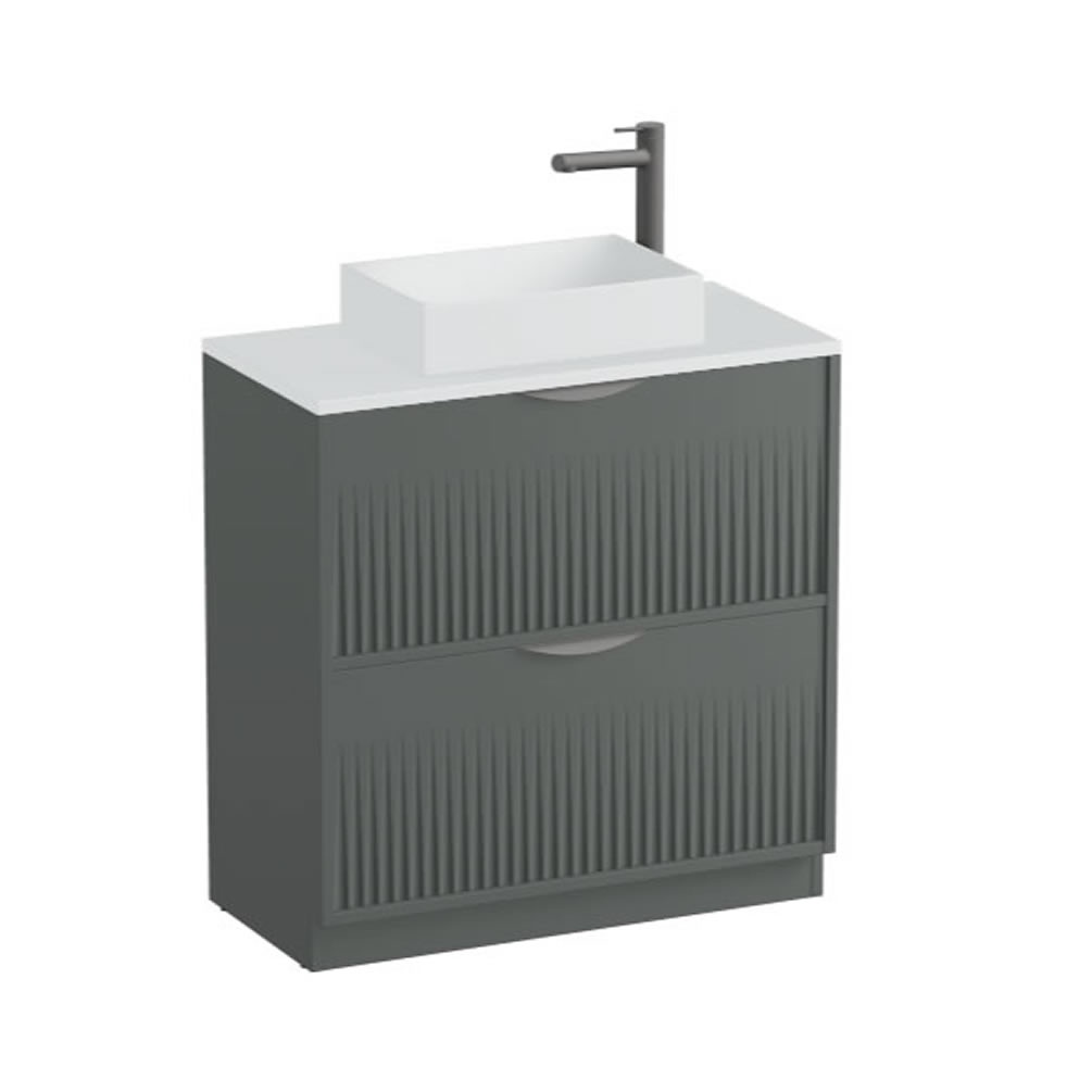 Vado Safari Fluted 800mm Charcoal Grey Floorstanding Vanity Unit & Arctic Worktop