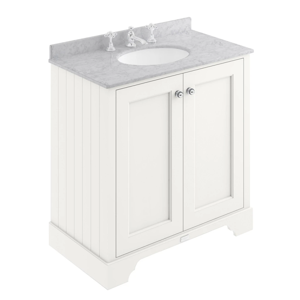 Bayswater Pointing White 800mm 2 Door Vanity Unit & Grey Worktop