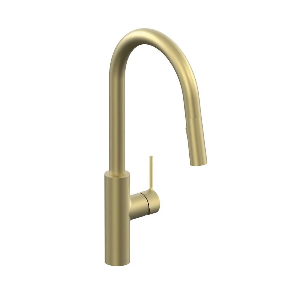 Vado Safari Satin Brass Kitchen Mixer With Pull Out Spout