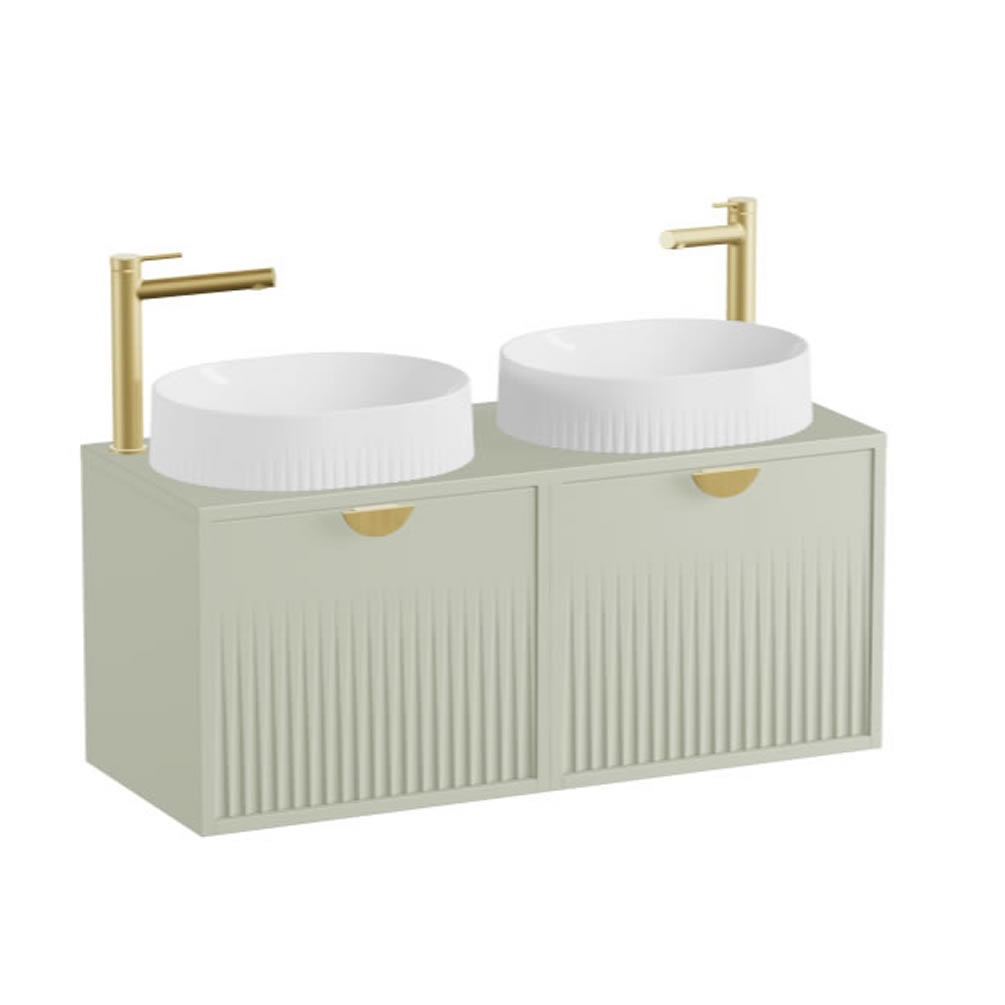 Vado Safari Fluted 1000mm Sage Green Wall Hung Vanity Unit & Worktop