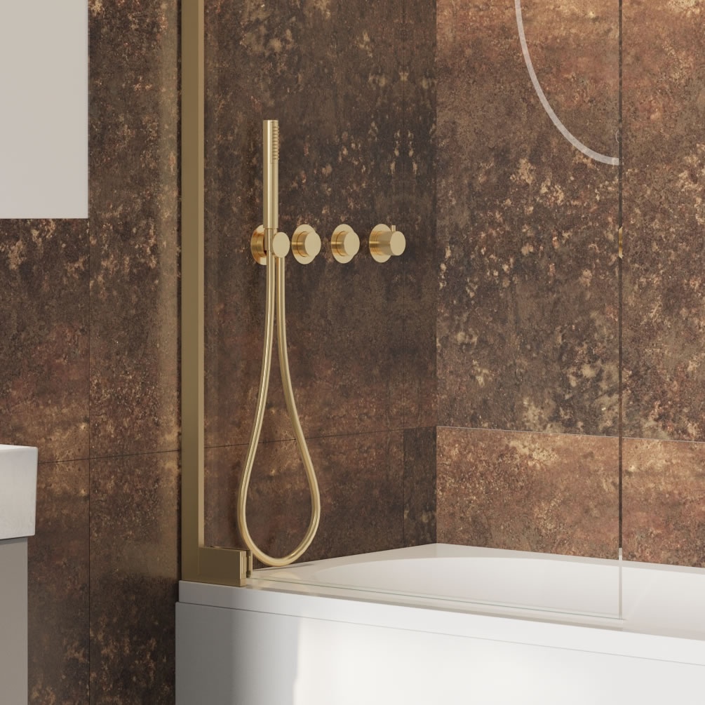 Lifestyle image of Crosswater Module Push Brushed Brass Dual Outlet Shower Valve & Handset