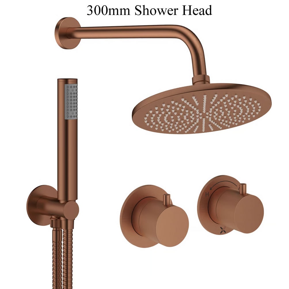 Cutout image of Crosswater Module Brushed Bronze Dual Outlet Rainfall Shower Set