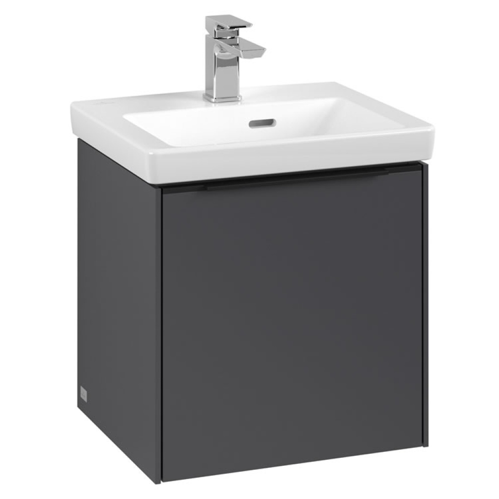 Cutout image of Villeroy & Boch Subway 423 3.0 Graphite Wall-Hung Vanity Unit & Basin Volcano Black Handle