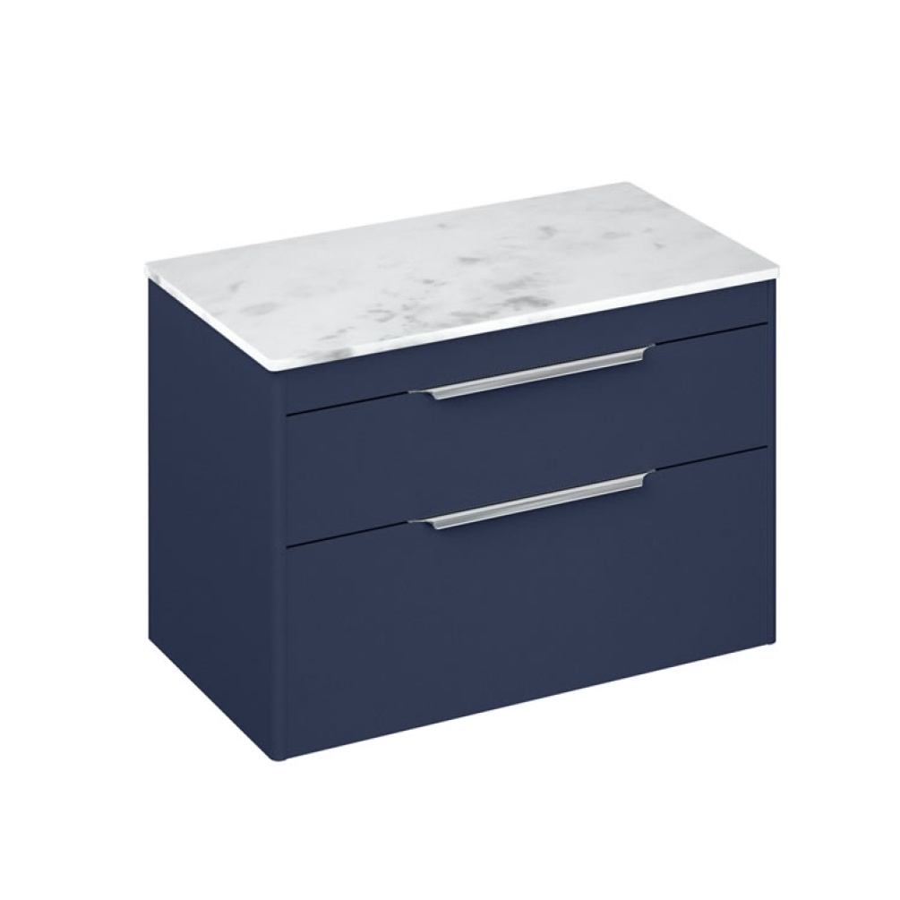 Photo of Britton Bathrooms Shoreditch 850mm Matt Blue Double Drawer Unit & Worktop