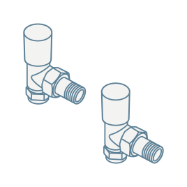 iconography image of a pair of radiator valves for bathroom radiators and towel rails