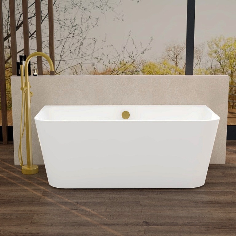 Imex Ravine White 1500mm Back To Wall Freestanding Bath Lifestyle 1