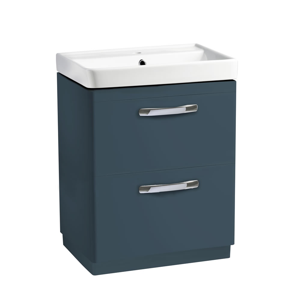 Tavistock Compass 600mm Matt Oxford Blue Freestanding Double Drawer Unit & Basin
