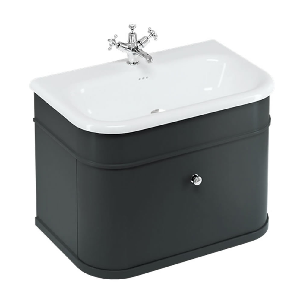 Burlington Chalfont 750mm Natural Stone Basin & Matt Black Wall Hung Unit