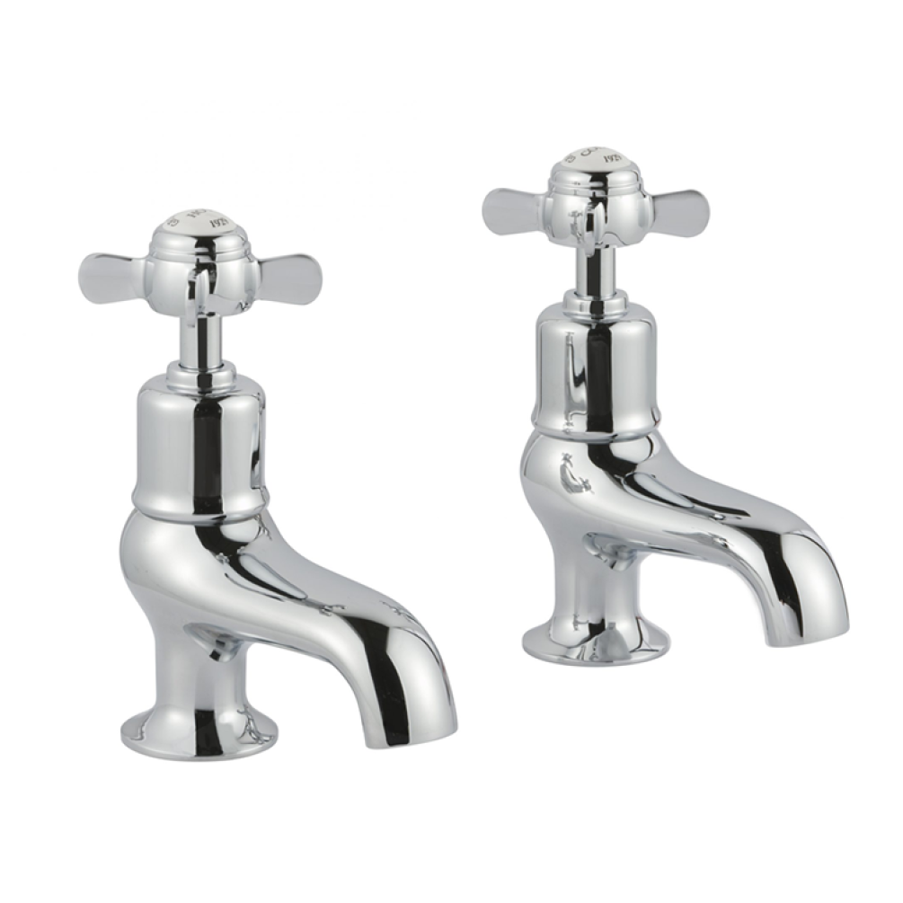 Photo of JTP Grosvenor Pinch Chrome Bath Taps Cutout White Indices