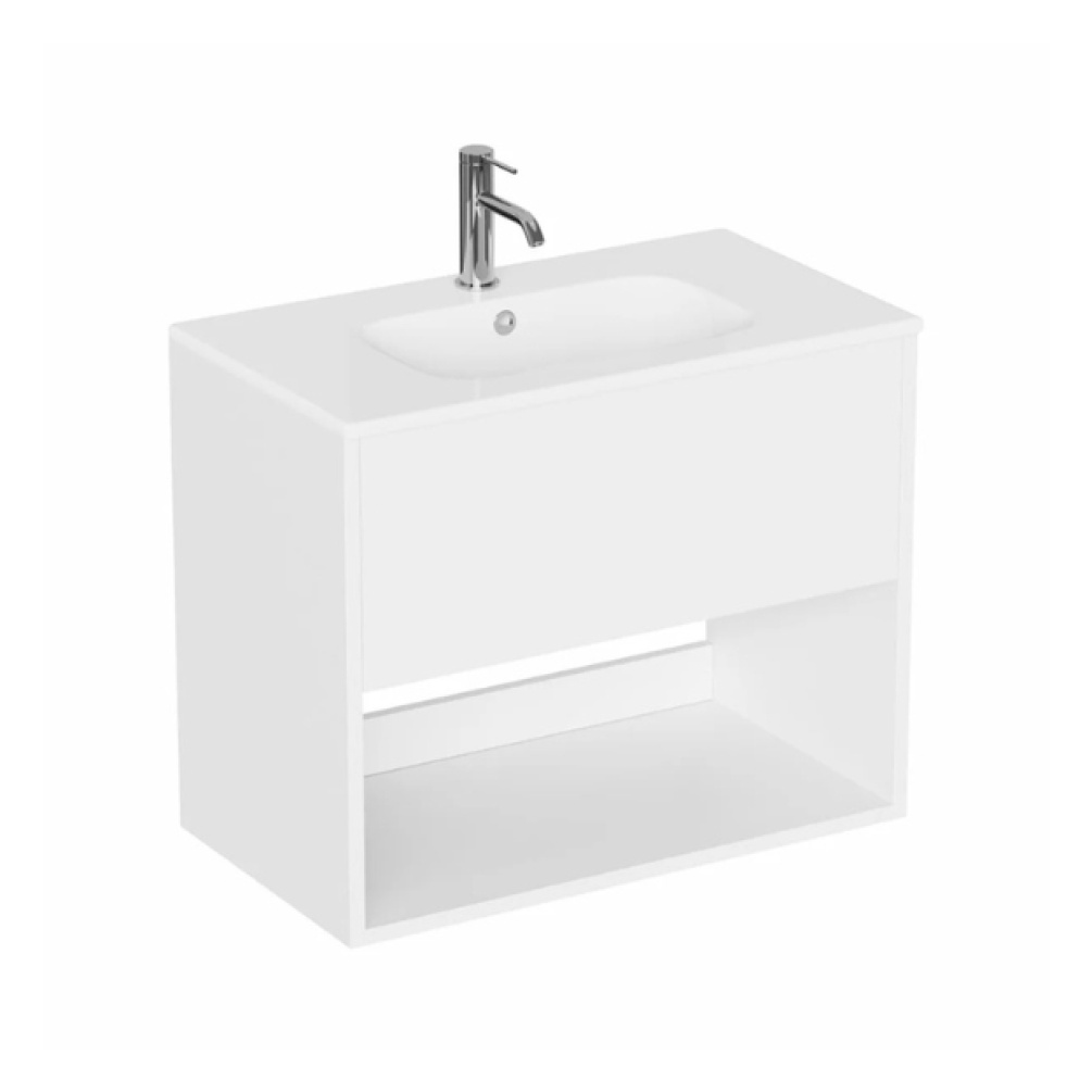 Cut out image of the Britton Hackney Glossy White 700mm Wall Hung Vanity Unit & Basin