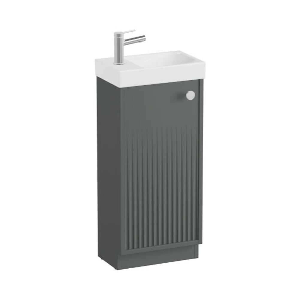 Vado Safari Fluted 400mm Charcoal Grey Floor Mounted Vanity Unit & Ceramic Basin - Right Pull