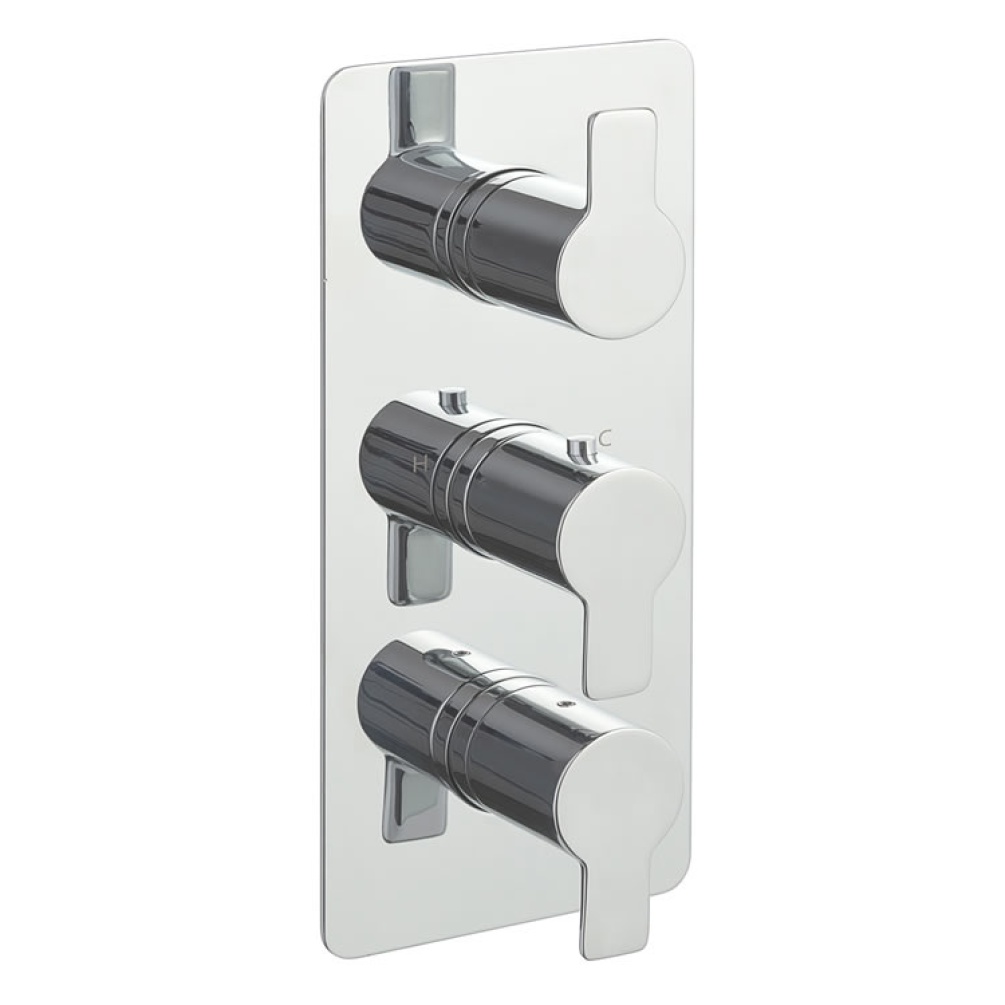 JTP Amore Twin Outlet Three Control Thermostatic Concealed Shower Valve
