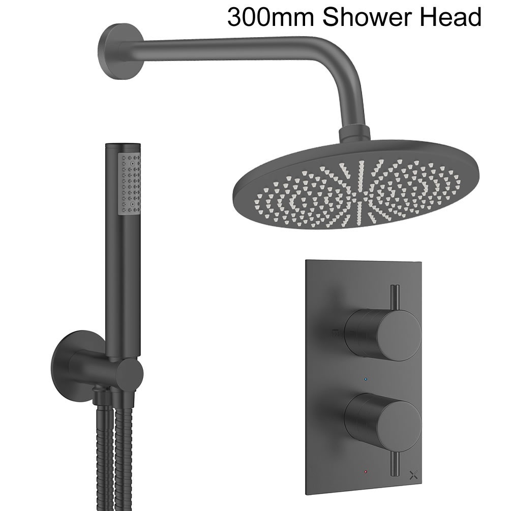 Cutout image of Crosswater Design Slate Dual Outlet Rainfall Shower Set 300mm head