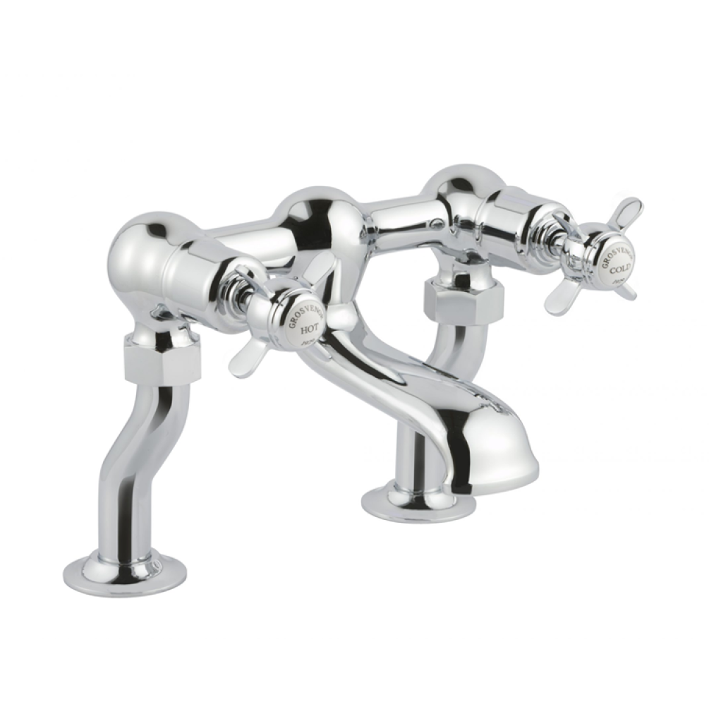 Photo of JTP Grosvenor Pinch Chrome Deck Mounted Bath Filler Cutout - White Indices