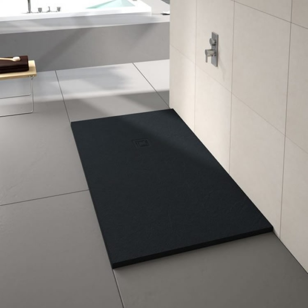 Merlyn Truestone Black 1500 x 800mm Rectangular Shower Tray & Waste