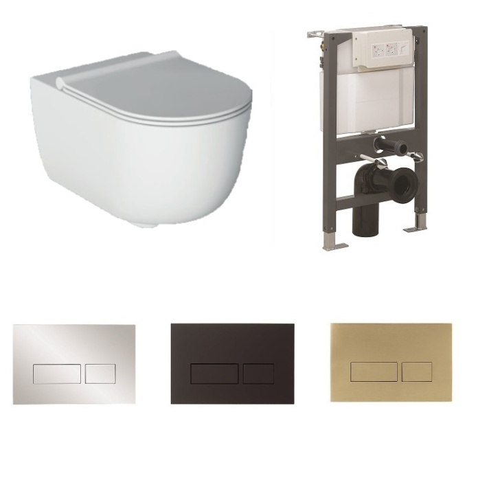 Product cut out specification image of Zero Wall Hung Toilet with Crosswater Wall Hung Toilet Frame and Cistern and Flush Plate Bundle ZEROWALLSTAND