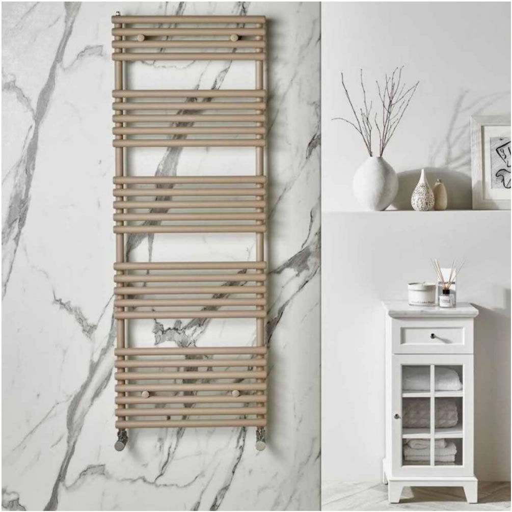 Lifestyle image of Velaro TT Quartz Beige 1355 x 596mm Towel Radiator