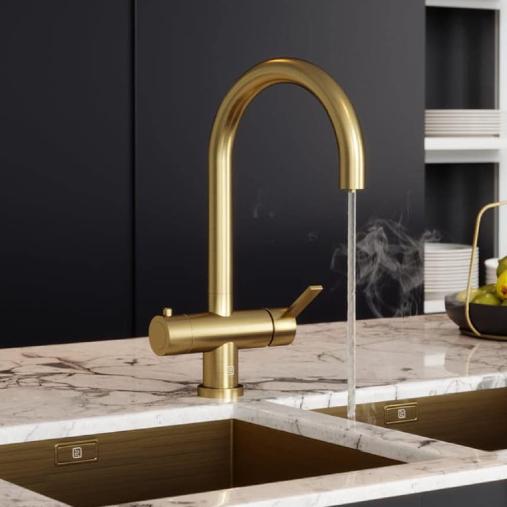 The Tap Factory Milla Brushed Brass 4 In 1 Instant Hot Kitchen Tap