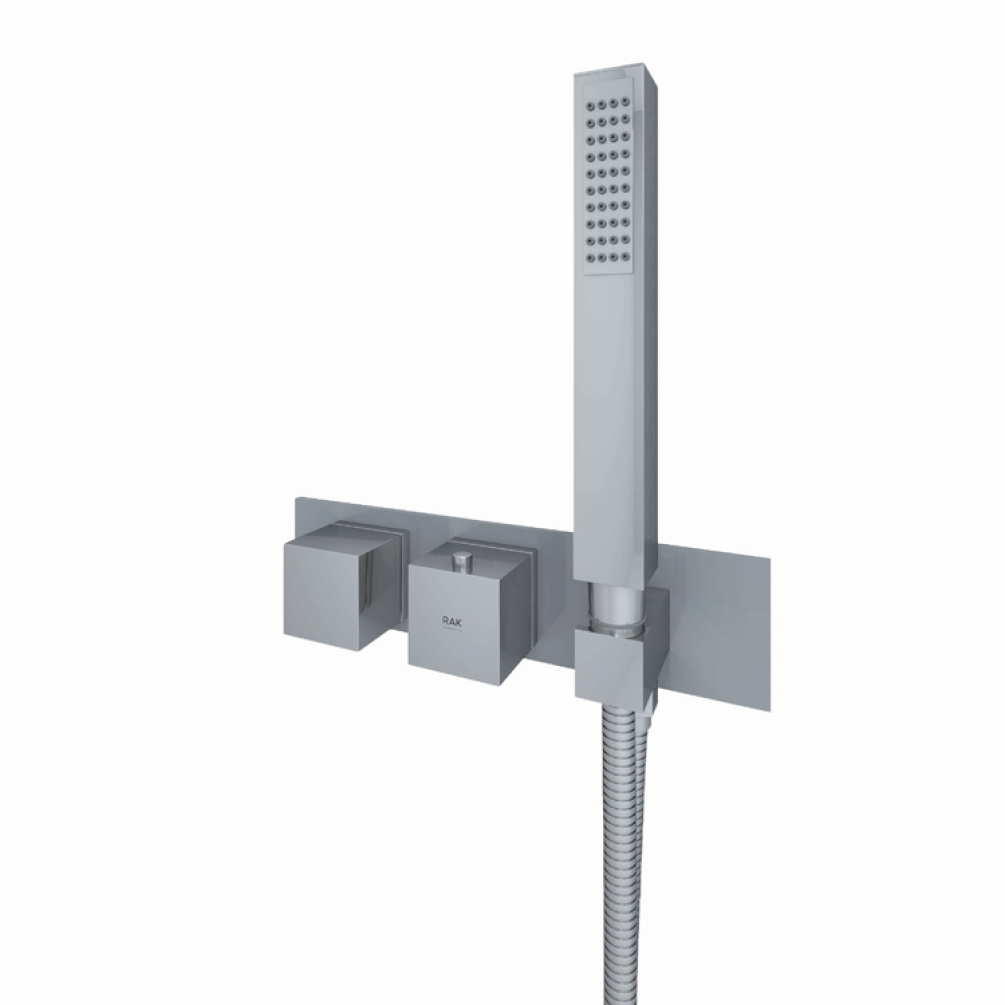 Photo of RAK Feeling Square Dual Shower Valve and Kit in Grey